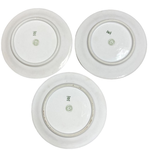 plates 3 LIMOGES vintage 6" 14kt gold trim hand-painted bone china floral France - Picture 2 of 8